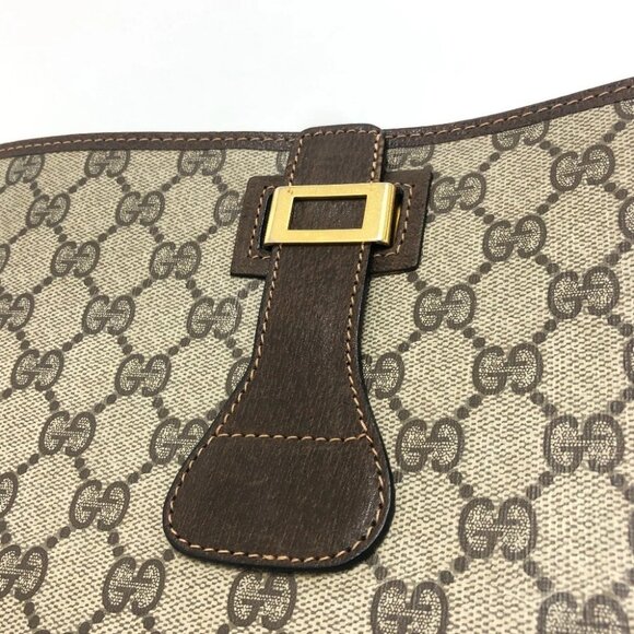 GUCCI Old Gucci Flat Clutch Bag with All-Over Pattern Clutch Bag Brown - Picture 7 of 16